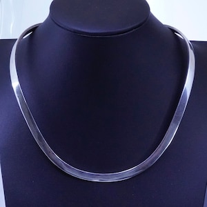 14”, vintage Mexican sterling silver 925 handmade round choker collar necklace, stamped 925 Mexico TM-69
