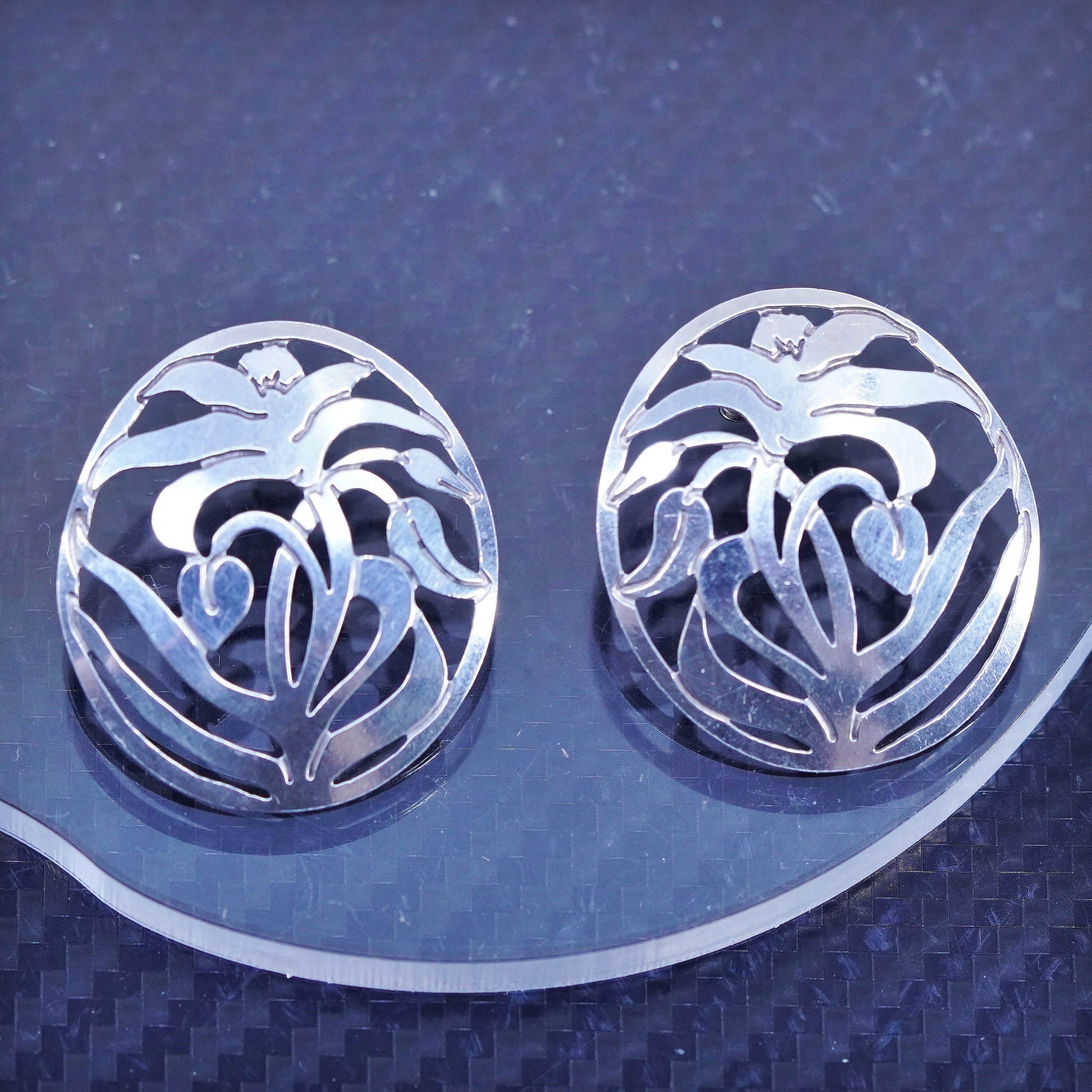 スターリングシルバーヴィンテージラウンドフィリグリーダングルイヤリング ヴィンテージ フィリグリー ターコイズ スターリング シルバー