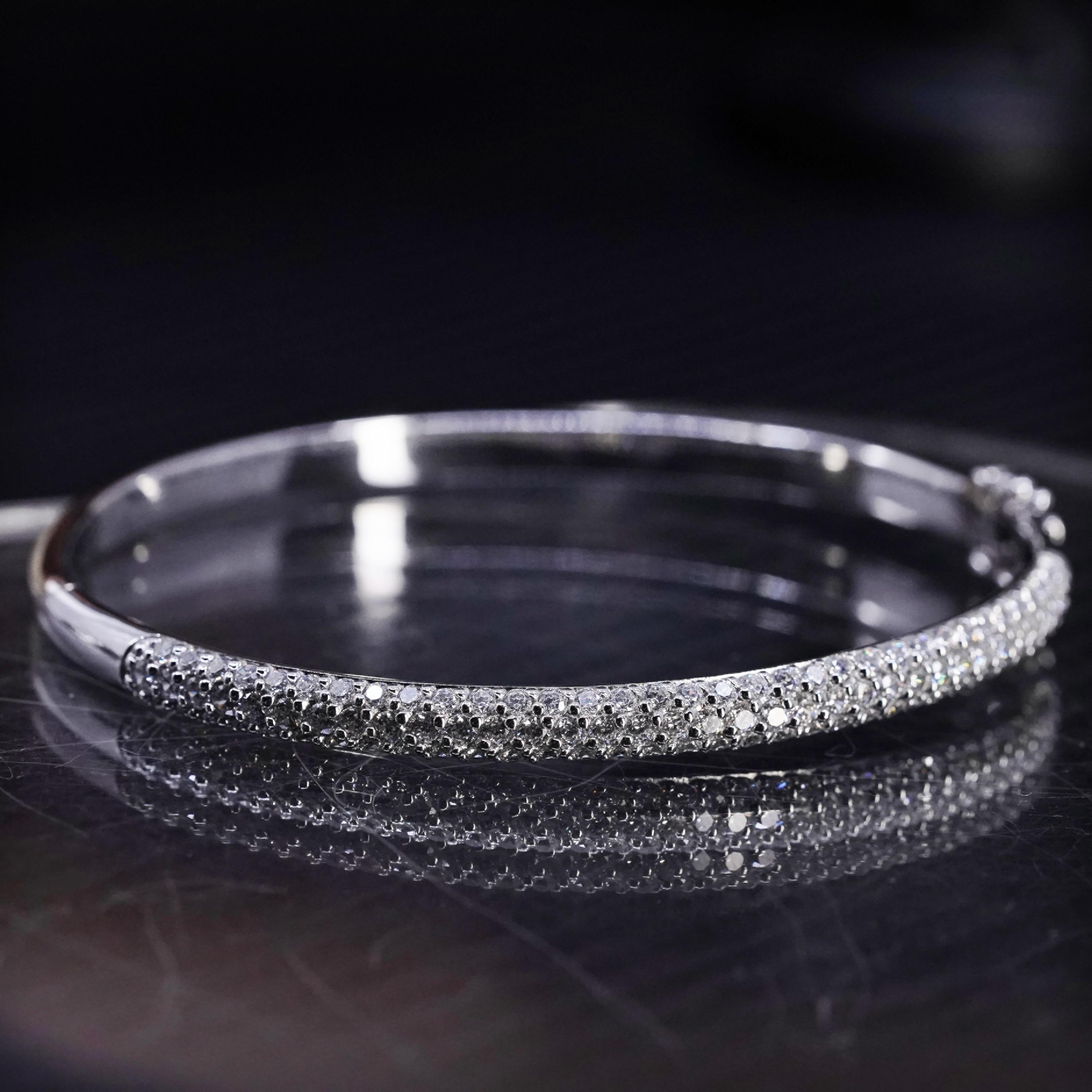 8.25”, Vintage Sterling Silver 925 Hinged Bangle, Stackable