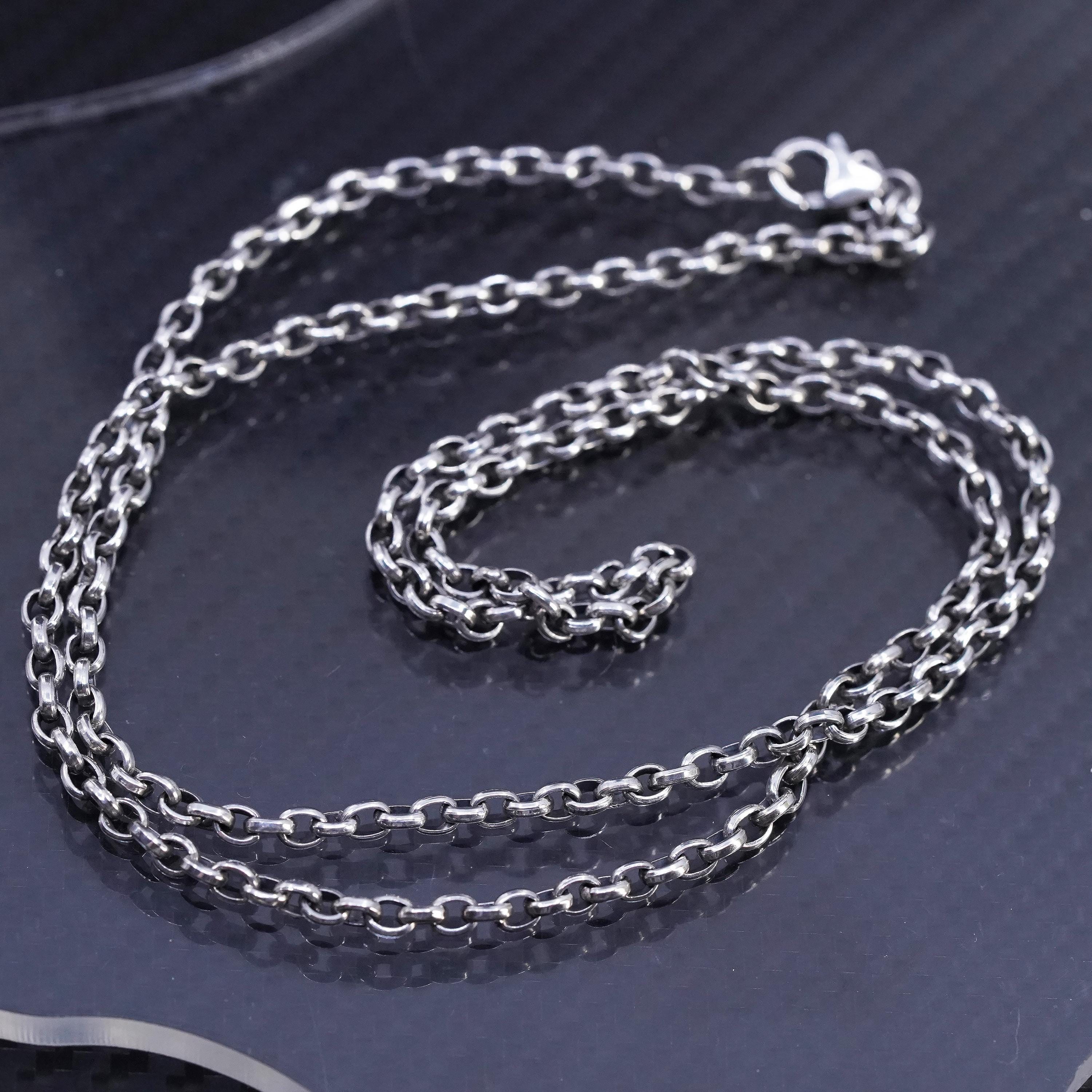 24” 3mm, Vintage Waxing Poetic Sterling Silver 925 Circle Chain