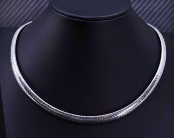 16” 7mm, vintage Italian GN sterling silver 925 bold omega chain necklace, stamped 925 Italy GM