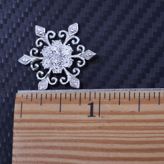 Vintage sterling silver 925 snowflake pendant wit… - image 6