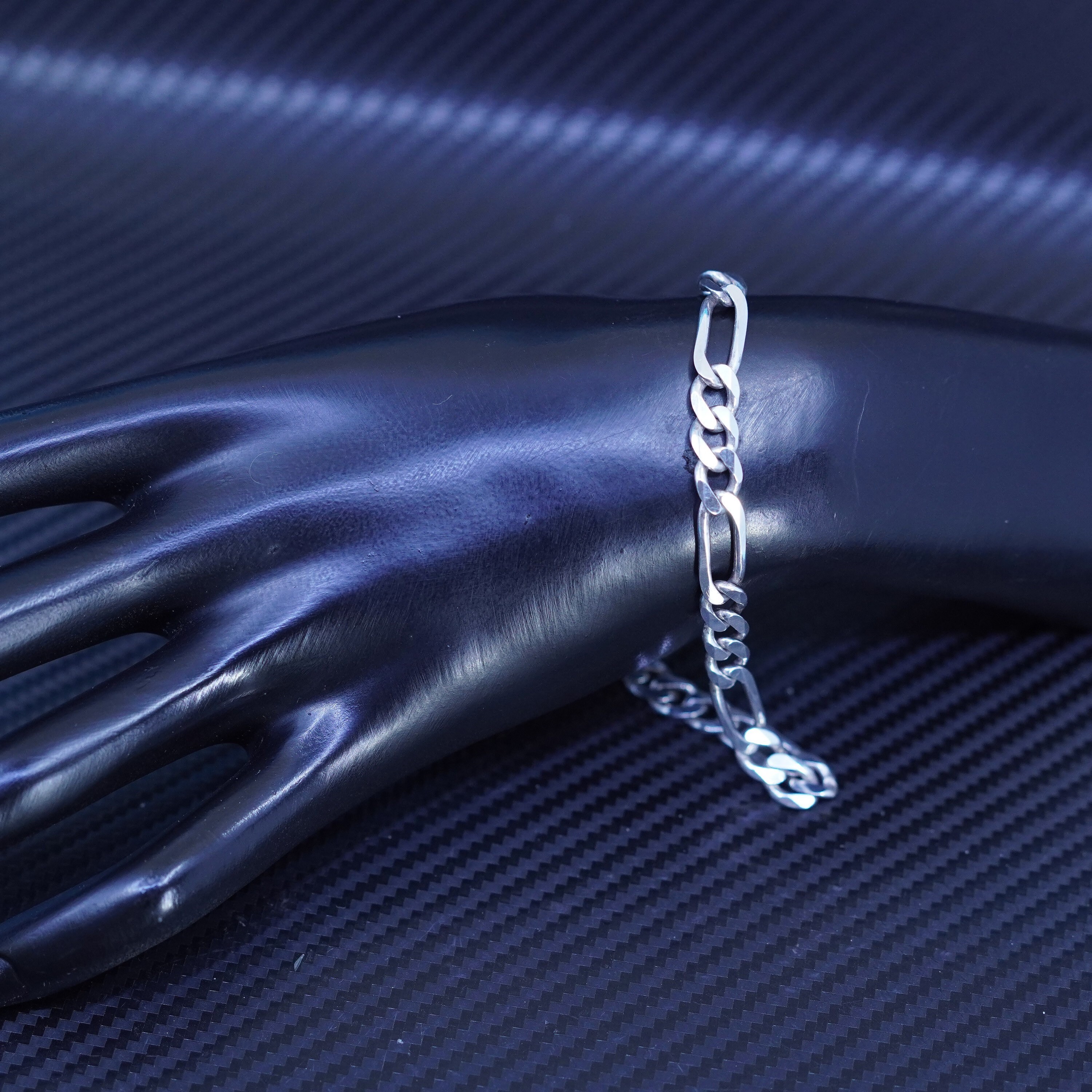 ヴィンテージ スターリングシルバー ツイストフィガロチェーンブレスレット