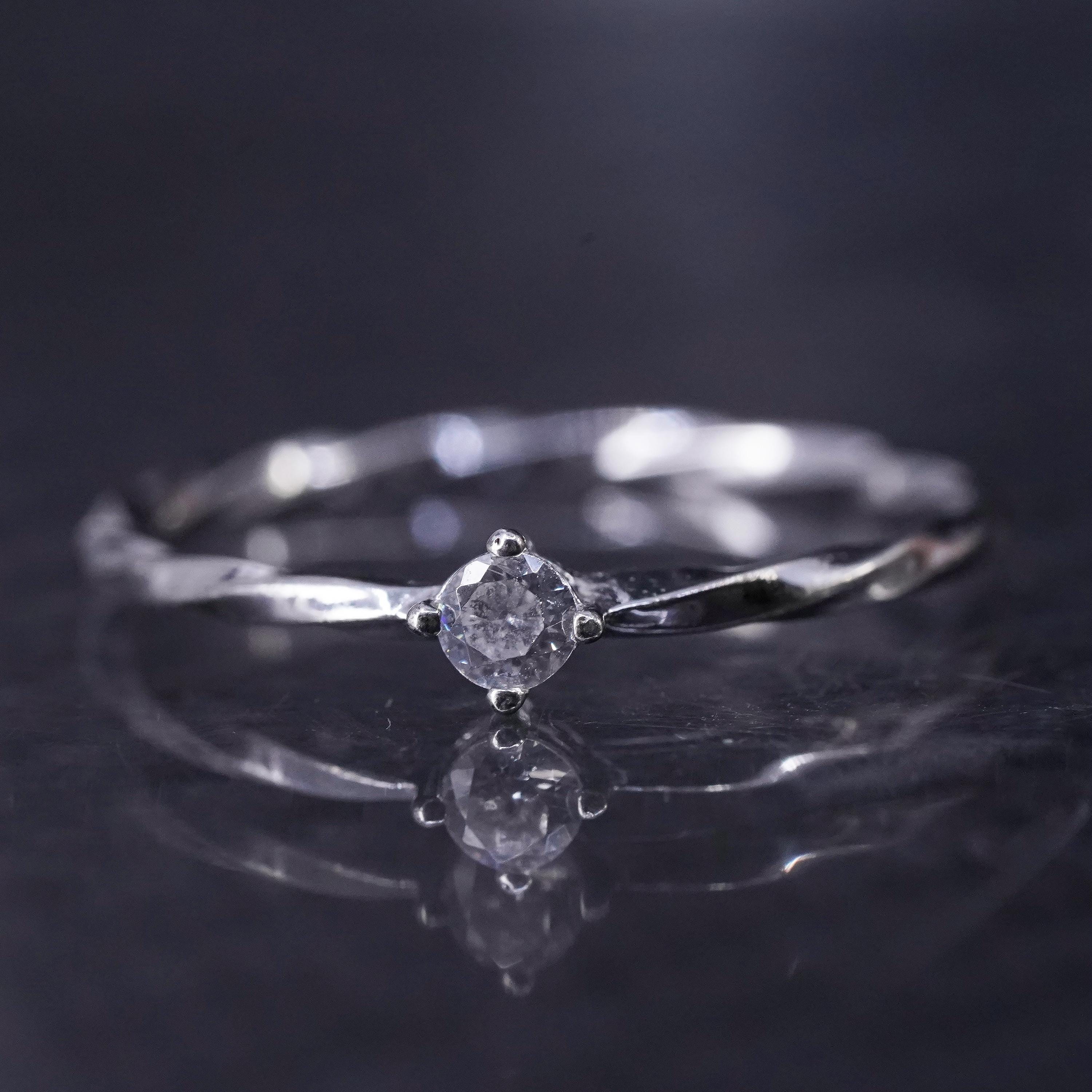 Size 7, Vintage Sterling Silver 925 Engagement Stackable Ring With