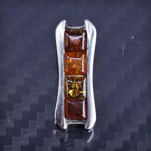 Vintage modern sterling silver 925 handmade amber pendant, stamped 925
