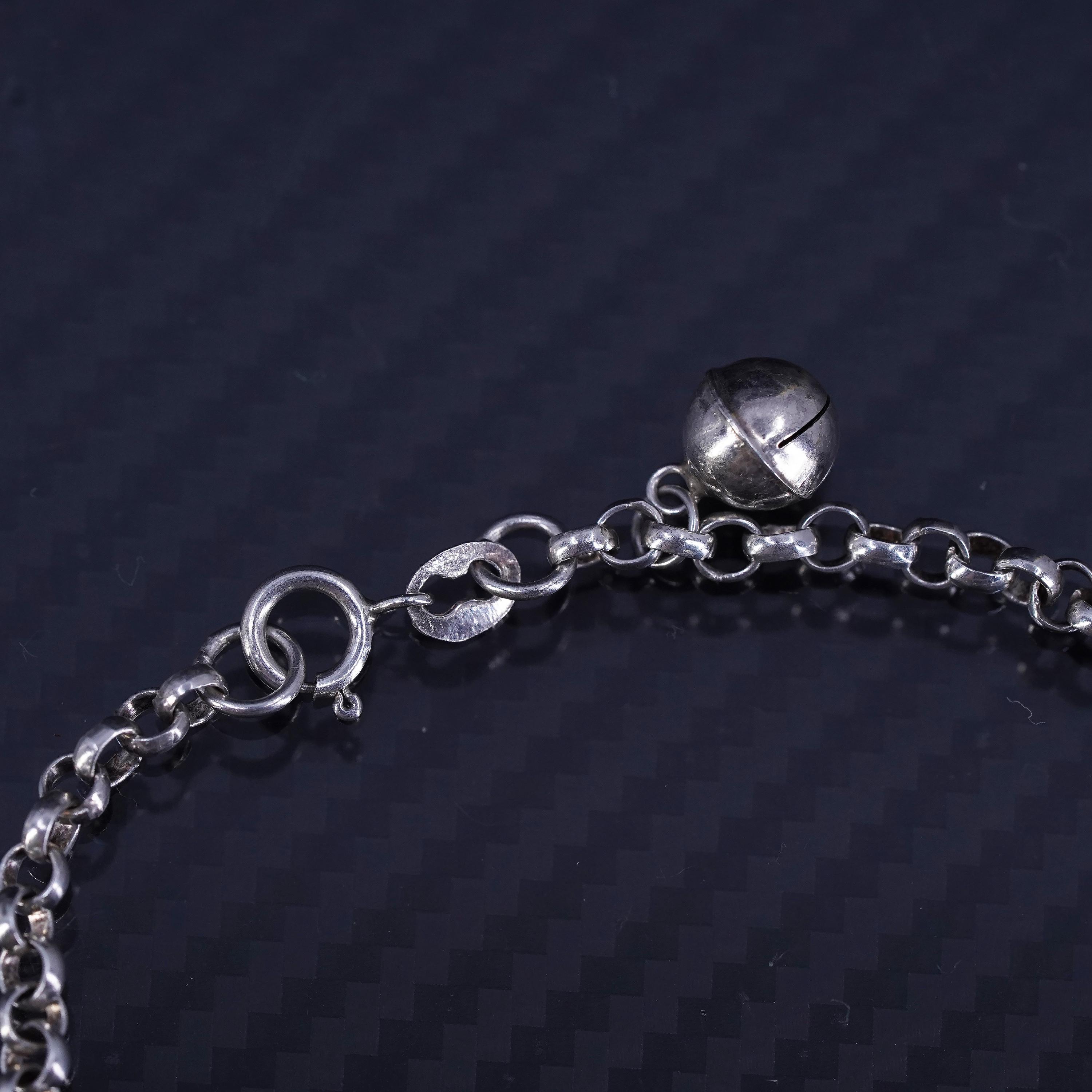 7”, Vintage Sterling Silver 925 Handmade Circle Link Chain