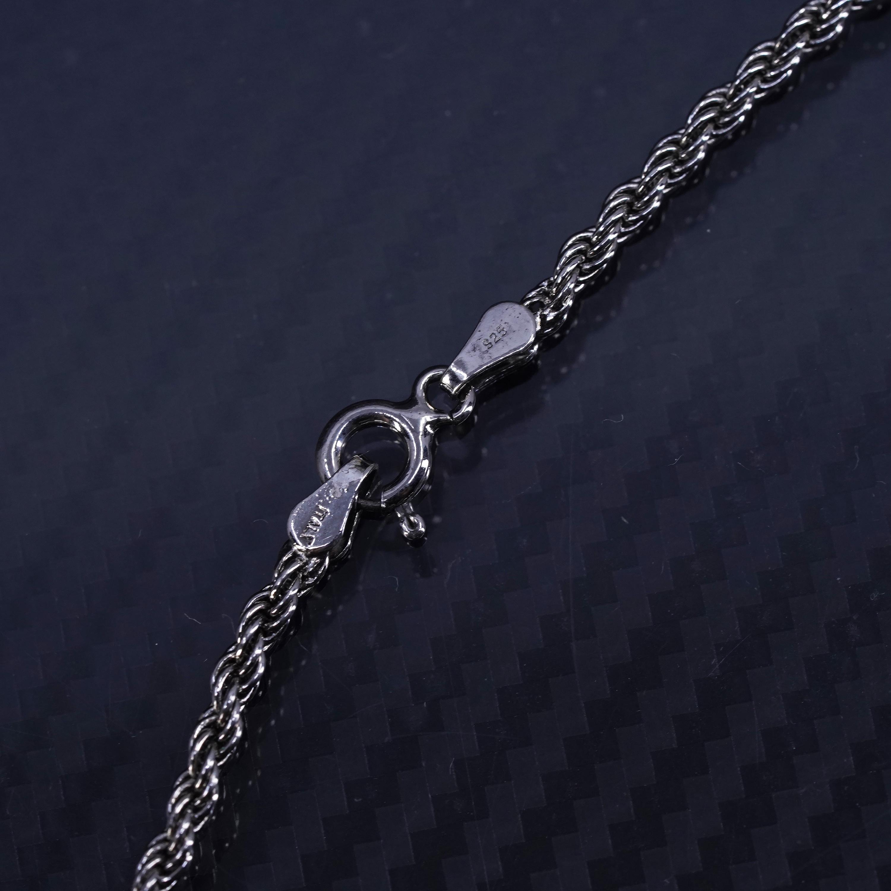 24” 3mm, Vintage Italian Sterling Silver 925 Rope Chain Necklace
