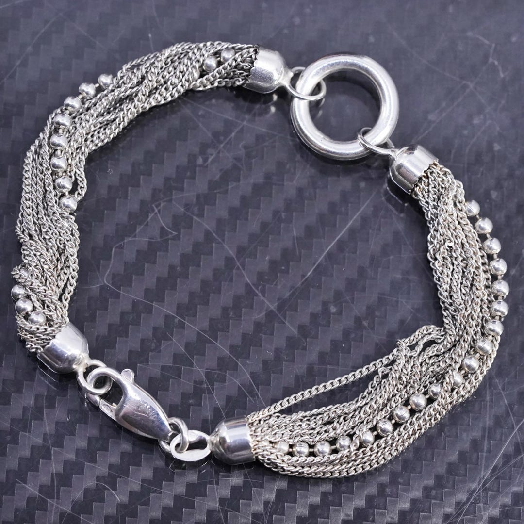 925 Italian Silver Bracelet Two-arc tail package 6M pearl bracelet 16+3cm