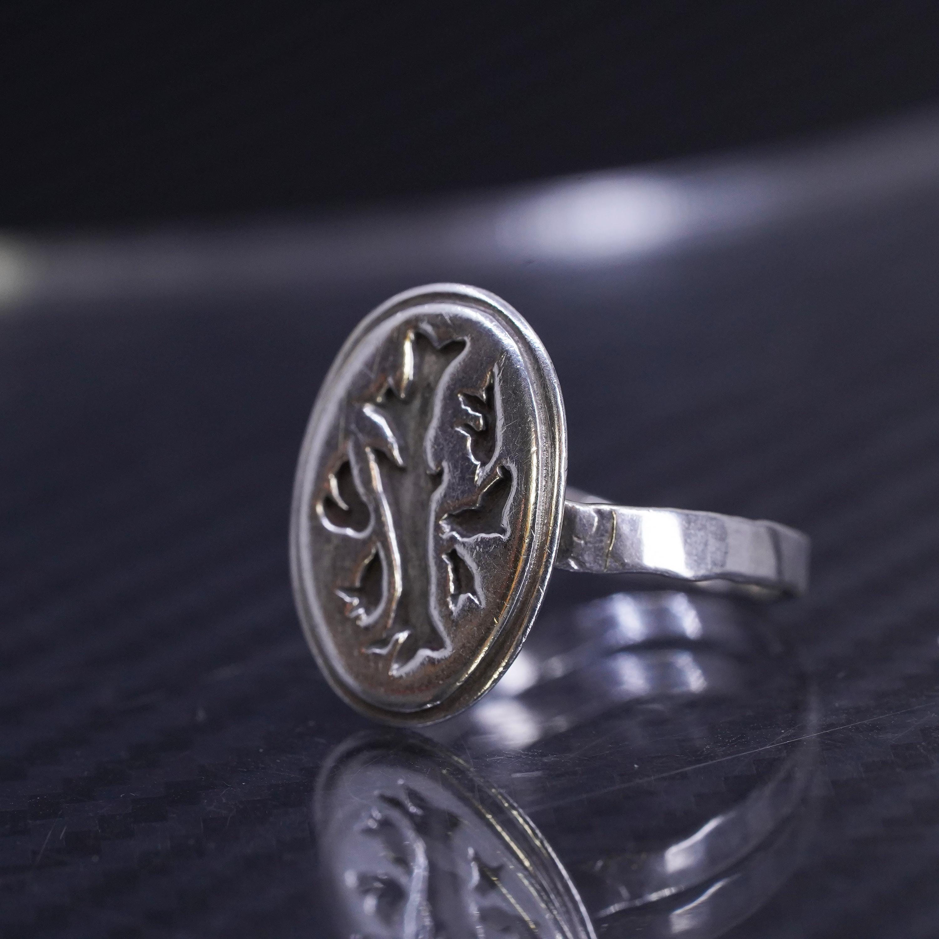 Size 7, Vintage Sterling Silver 925 Handmade Ring With Bird