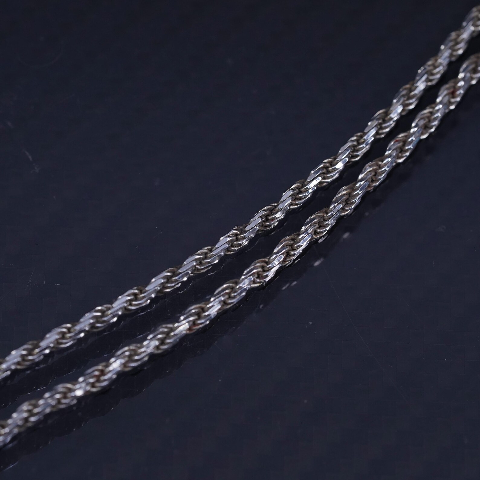18 3mm, Vintage Italian Sterling Silver 925 Rope Chain Necklace ...