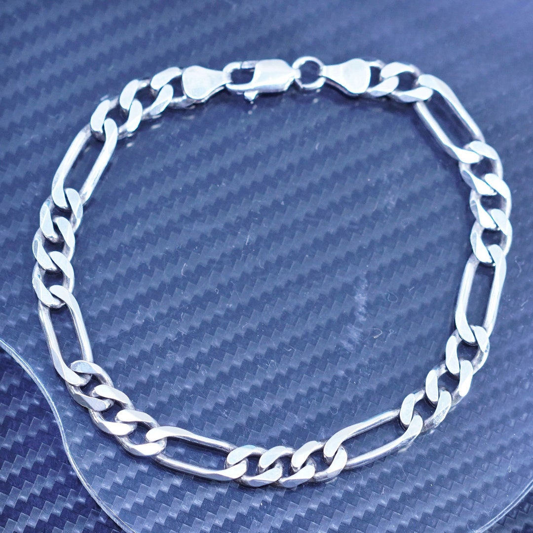 ヴィンテージ スターリングシルバー ツイストフィガロチェーンブレスレット