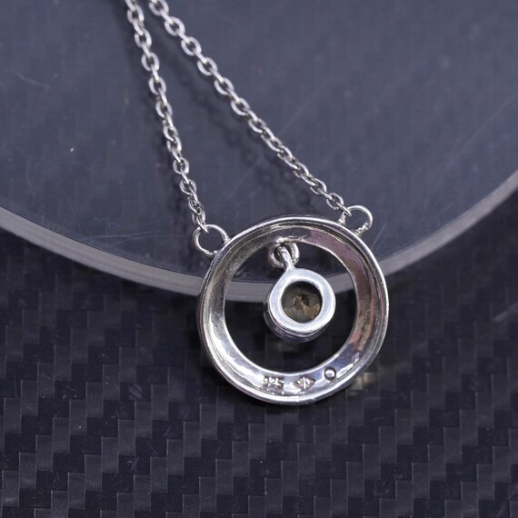 16” 1.6mm, vintage Judith Jack Sterling silver 925 circle chain necklace with circle citrine pendant  marcasite, stamped 925 JJ View 5