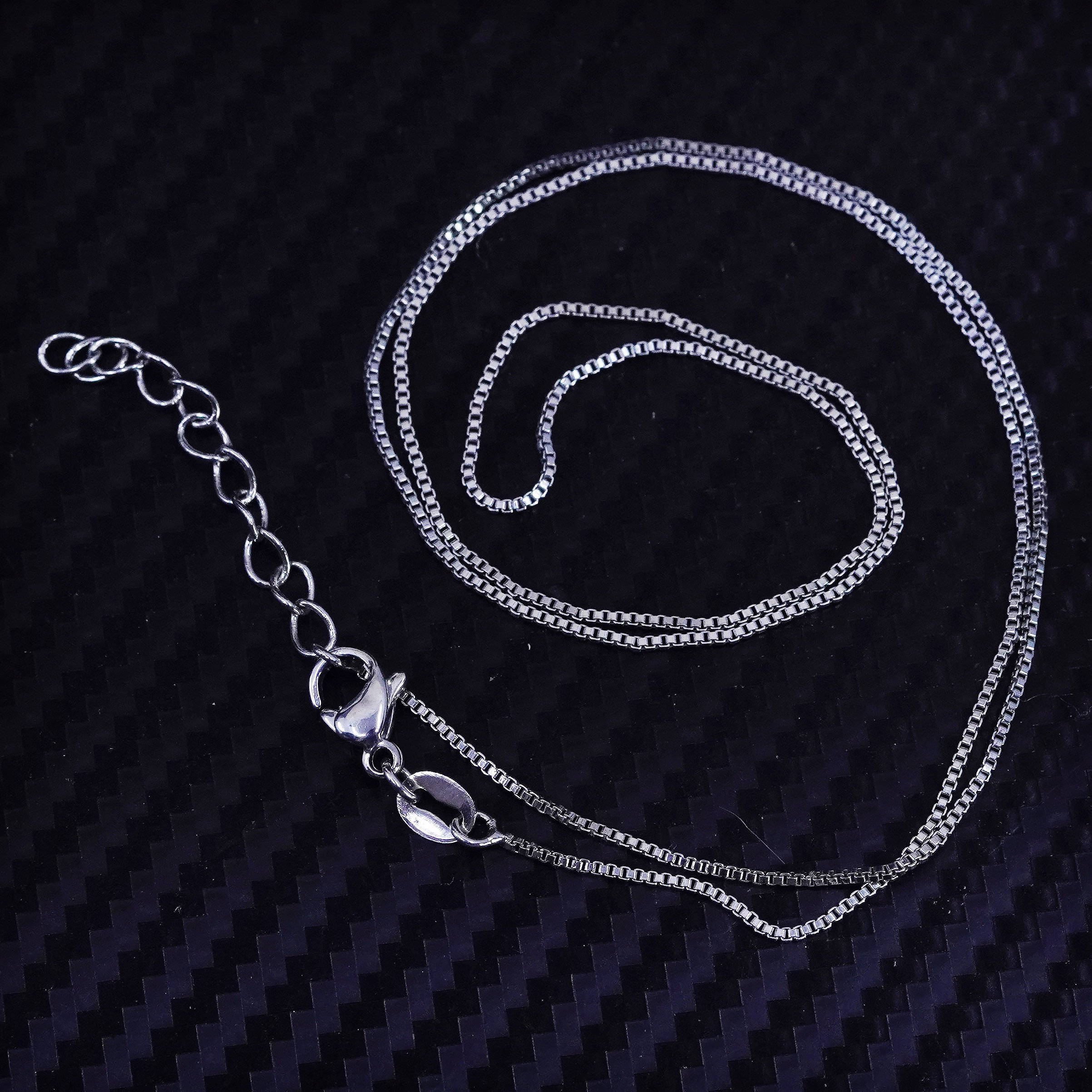 16+2”, Vintage Italian Sterling Silver 925 Box Chain Necklace