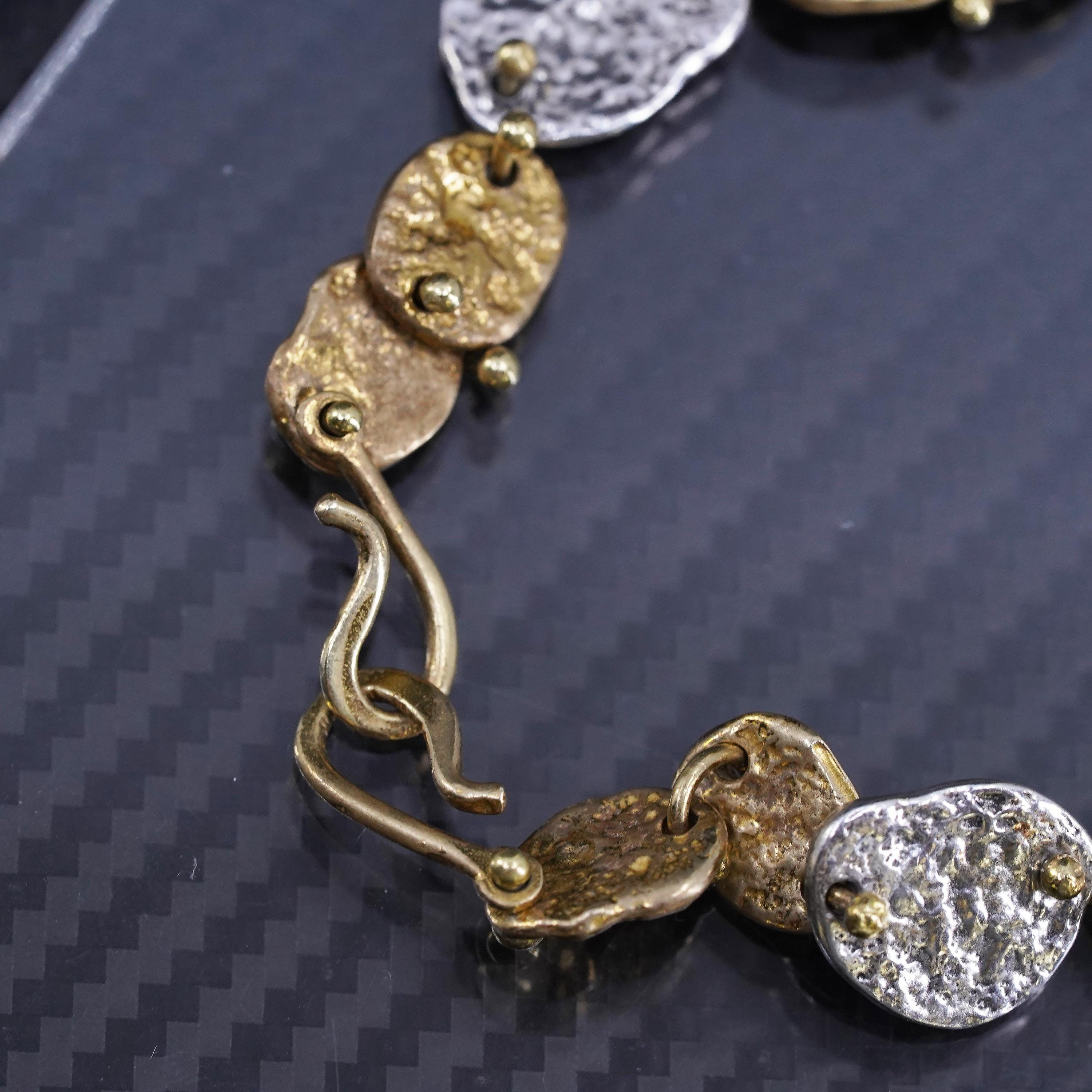 Bracelet Ancien En Argent Sterling 925 Deux Tons - Brillant - Origine Mexique - Occasion