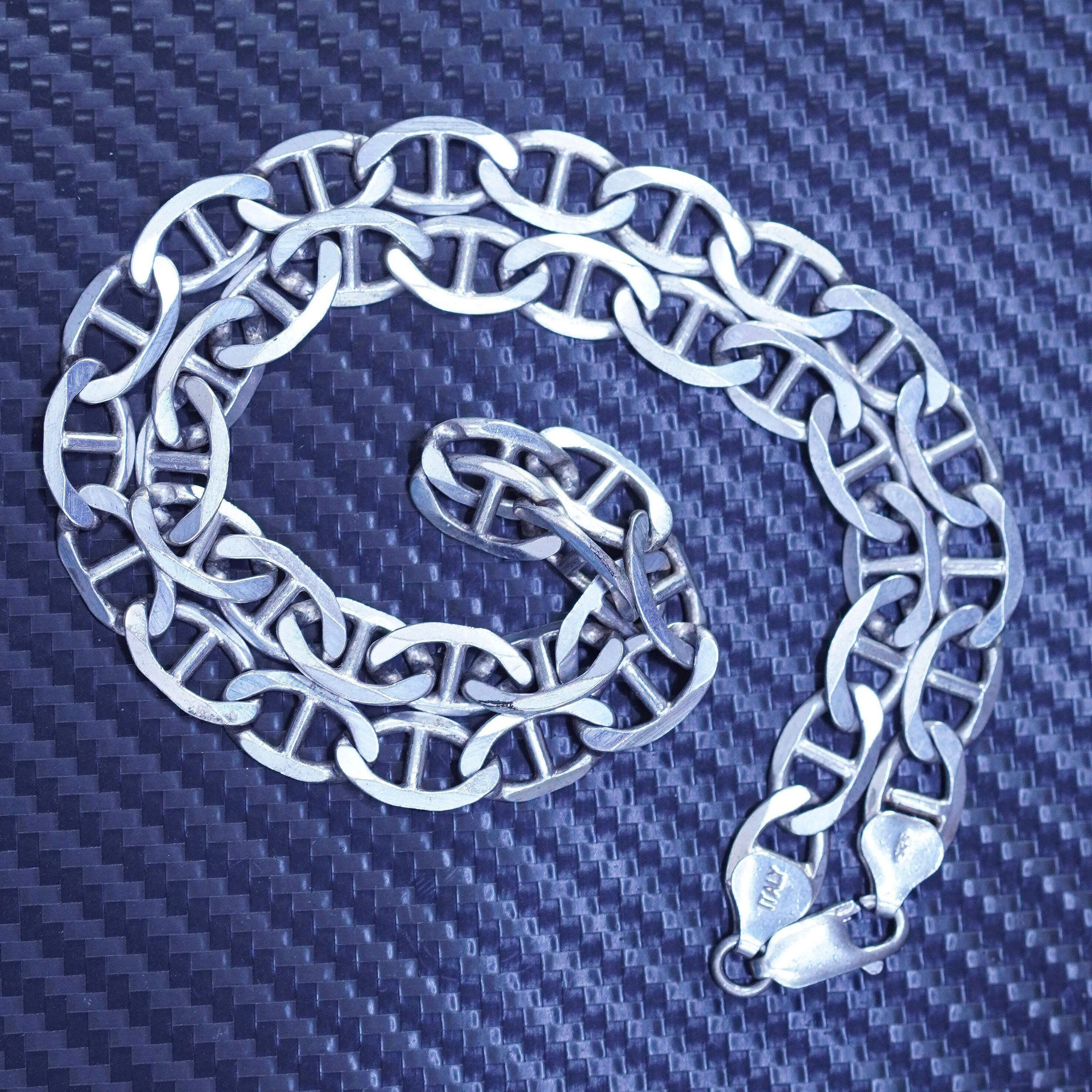 18” 9mm, Vintage Italy Sterling Silver 925 Bold Anchor Chain 18” 9mm, Vintage Italy Sterling Silver 925 Bold Anchor Chain