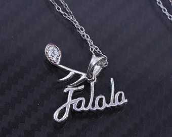 Collar vintage de cadena circular de plata de ley 925 de 18” y 1 mm con colgante de nota musical Falala, estampado 925