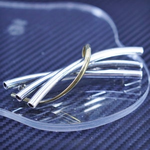 Vintage modern two tone sterling silver 925 handmade curvy tube brooch, stamped Mexico 925