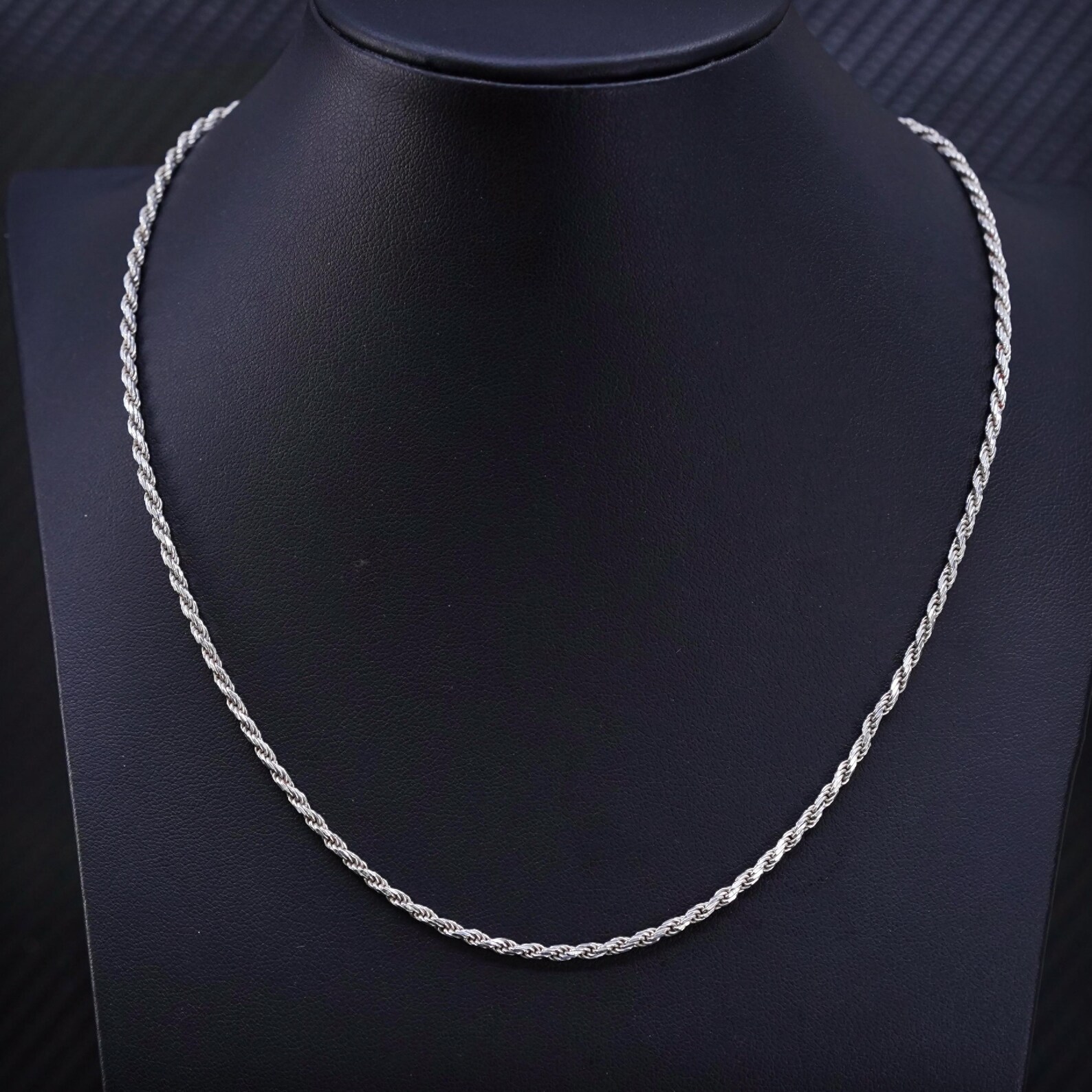 18 3mm, Vintage Italian Sterling Silver 925 Rope Chain Necklace ...