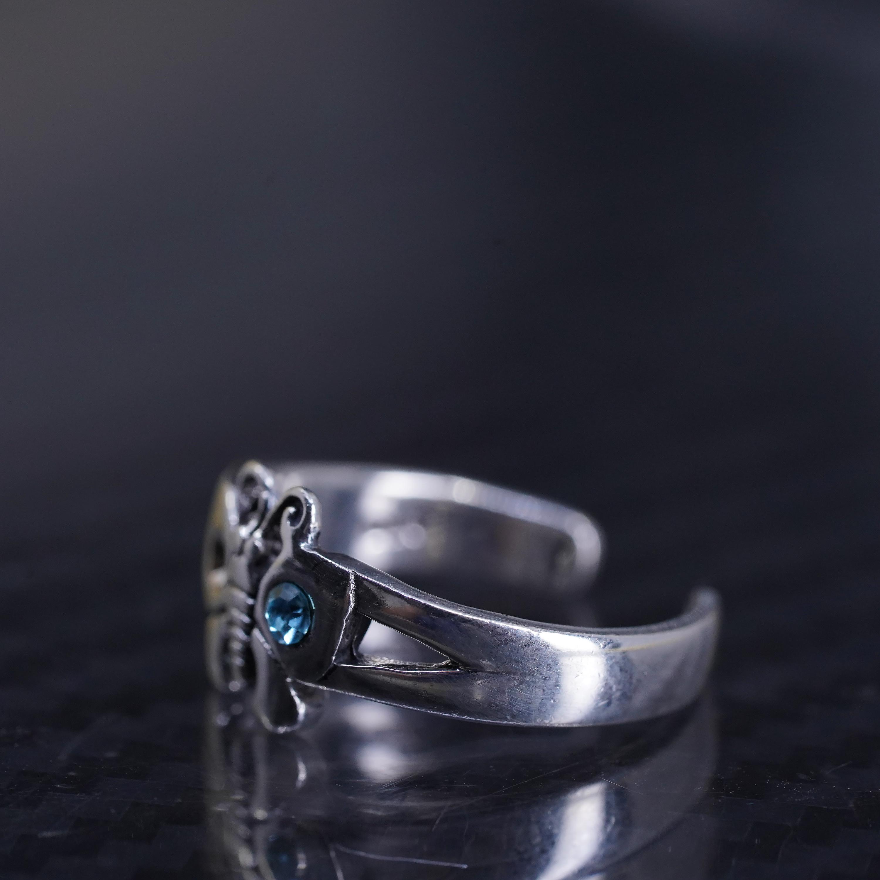 Anello Punta Farfalla In Argento .925 Ossidato – Regolabile, Fatto A Mano Negli USA