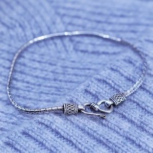 7.75” 3mm, vintage sterling silver 925 handmade bold snake chain bracelet, stamped 925