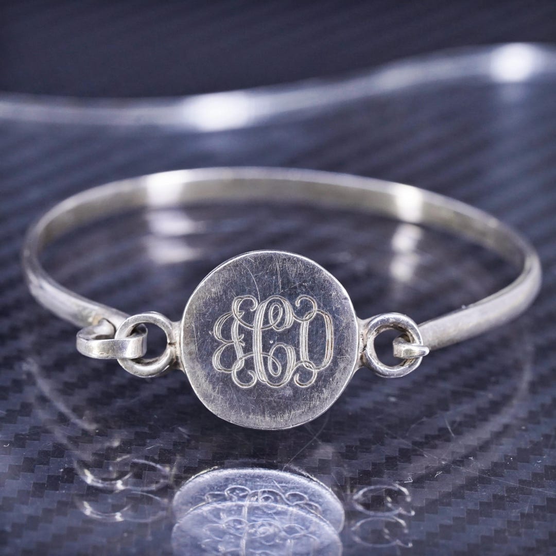 6.75”, Vintage Mexican Sterling Silver 925 Hinged Bangle, Bracelet