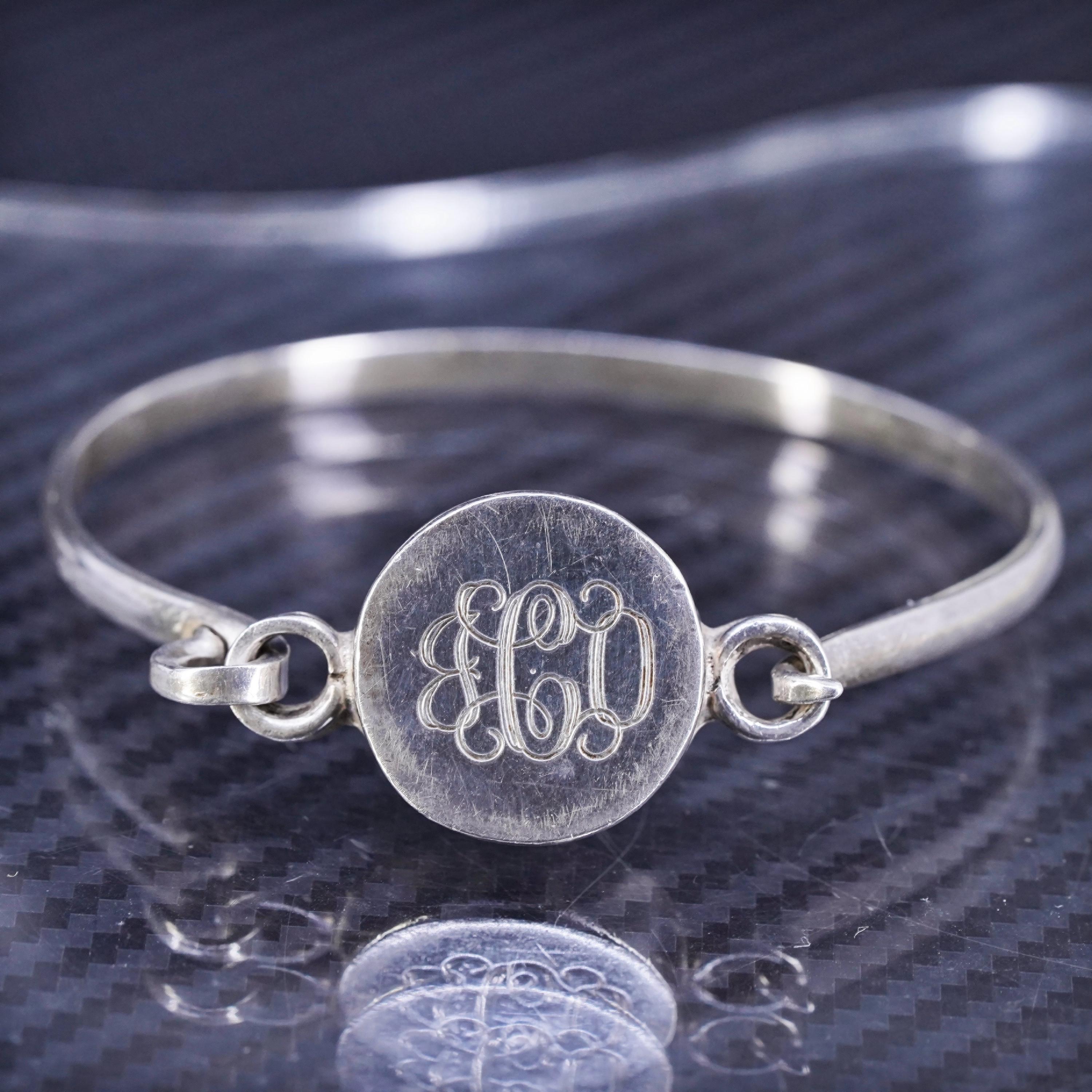 6.75”, Vintage Mexican Sterling Silver 925 Hinged Bangle