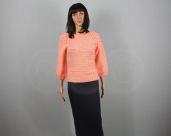 Handmade Acrylic Crochet Sweater - Boho Pullover Clothing