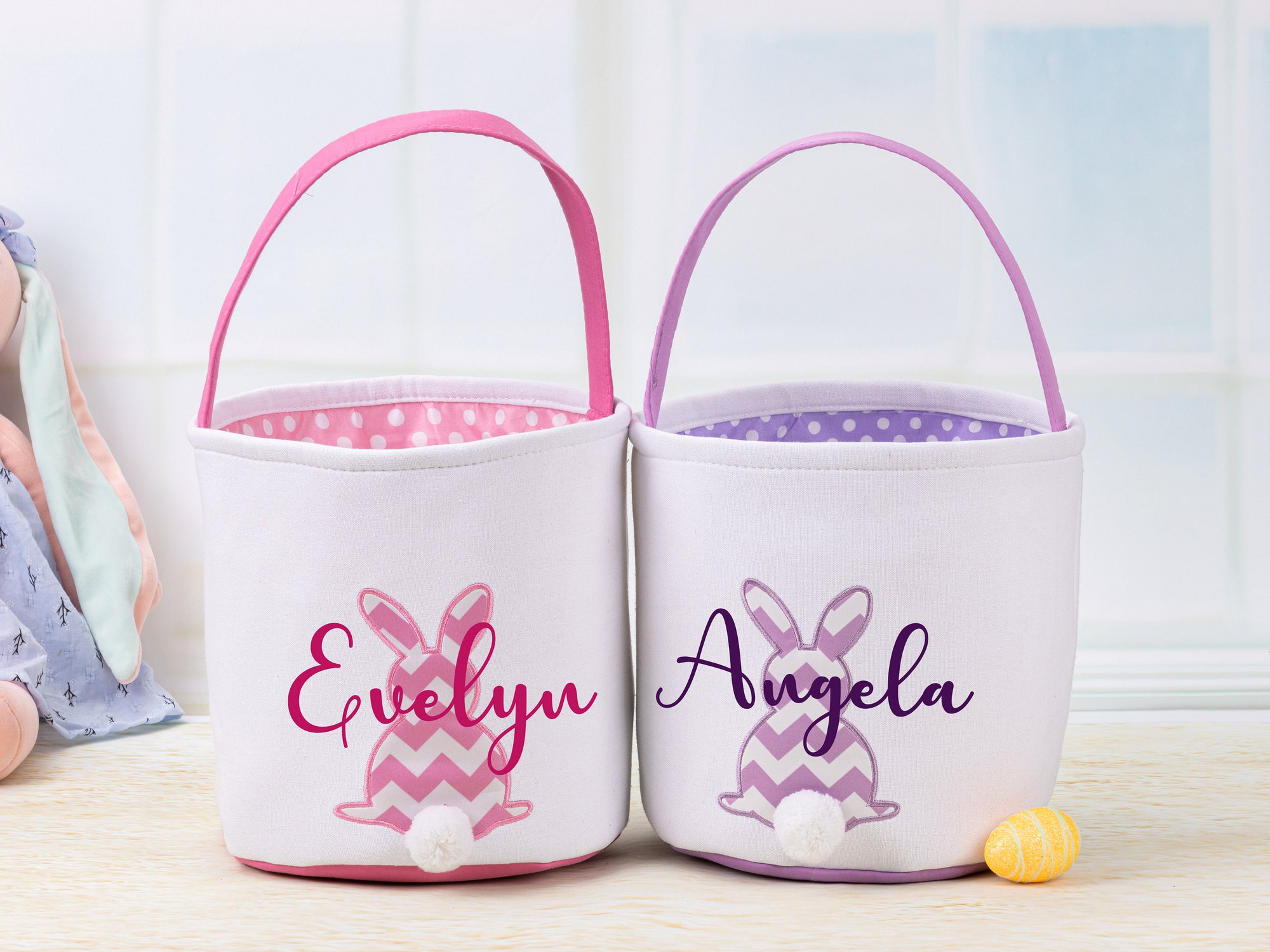 Personalized Easter Basket Personalized Easter Bucket Bunny Tail Basket