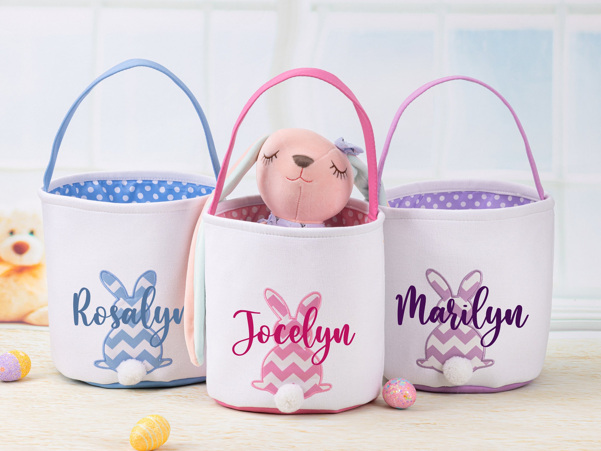 Custom Easter Bucket Personalized Easter Basket Bunny Basket Custom Easter Bucket Personalized Easter Basket Bunny Basket