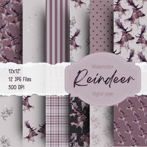 Deer Digital Papers | Beige Brown Paper Pack Papiery do scrapbookingu | planer Junk Journal Pages Natychmiastowe pobieranie arkuszy kolaży Tła JPG