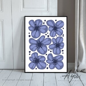 Abstract Flower Svg | Retro Blue Flower Svg | Flower Clipart | Floral  Wall Art Svg | Boho Flower Svg | Daisy Flower Png | Flower Cut File