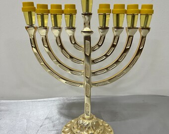 Handmade menorahs | Sam Judaica 9 Chanukkia Menorah candle Holder, Hanukah menorah home decor candelabra| oil cups are complimentary