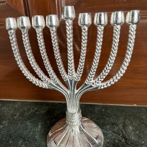 Aluminum Hanukkah Menorah: 9 Branch Jewish Candle Holder