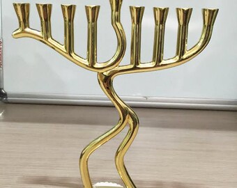 Brass Menorah candle Holder, Hanukah menorah, candelabra 9 branch menorah