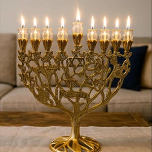 Classic 9 Candle Menorah Candelabra: Traditional Jewish Hanukkah