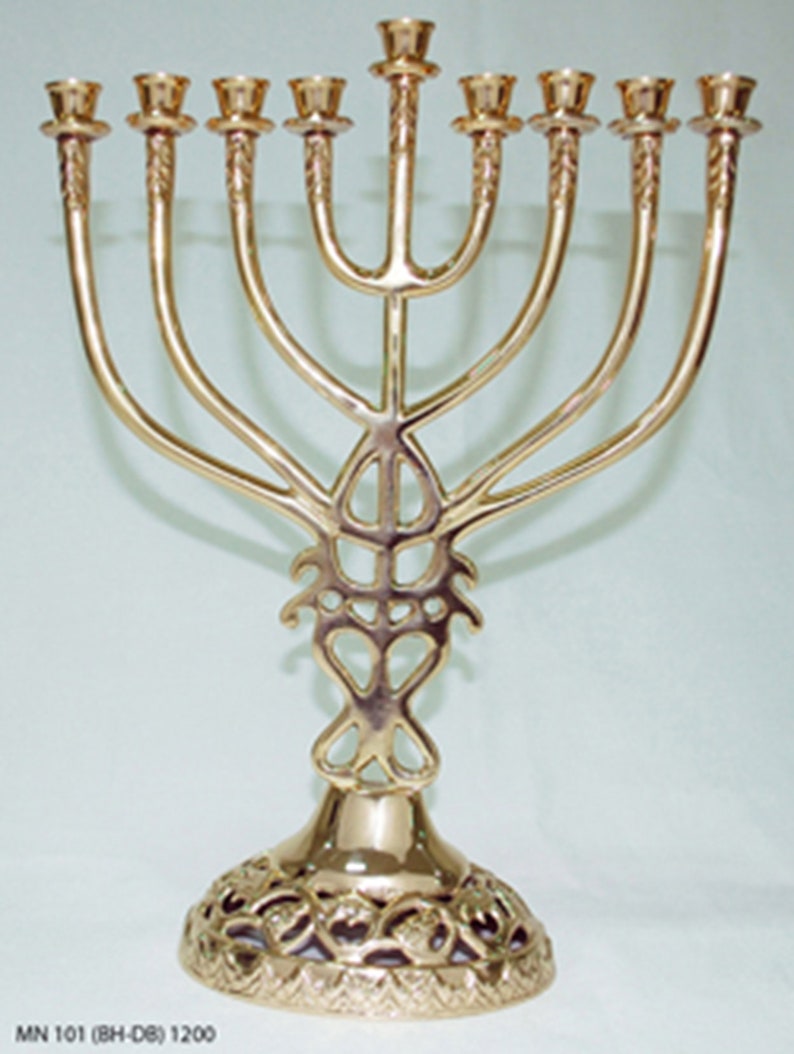 Brass Judaica Hanukkah Menorah Chanukkah menorah candle holder image 6