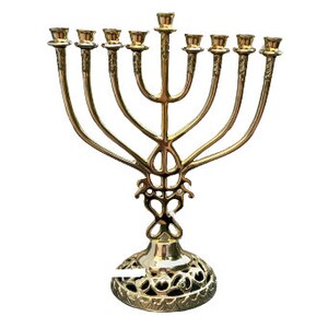 Brass Judaica Hanukkah Menorah Chanukkah menorah candle holder image 2