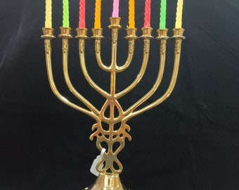 Portacandele in ottone Judaica Hanukkah Menorah / Chanukkah menorah