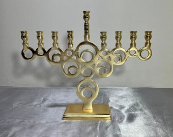 Double circle Hanukkah menorah | Sam Judaica Jewish menorah | new design menorah | tall 6''