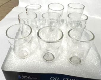 Coupes à huile en verre de forme conique pour la menorah de Hanoucca | paquet de 9