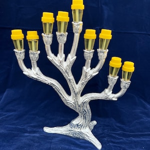 Tree Hanukkah Menorah, Antique Menorah Brass Candelabra, Exclusive Jewish Menorah Channukah