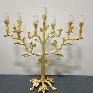 Big Menorah | 7 candle hanukkah | Jerusalem Temple Menorah tall 16"" Oil cups are complimentary