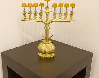 ヴィンテージ真鍮製メノーラー 25 cm、高さ10インチ - ハヌカ用
