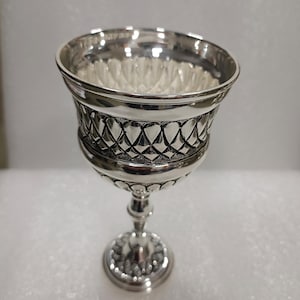 Kiddush Wine Cup Goblet Judaica Silver Shabbat Jewish Vintage Plated