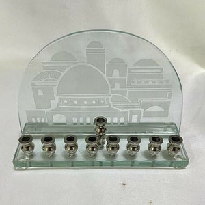 Glas Chanukka Menoah Kerzenhalter, jüdische Chanukka Menorah 9 Kerzen