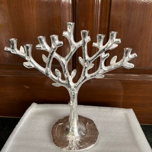 Tree Menorah, Antique Menorah Brass Candelabra, Royal Traditional Jewish Menorah