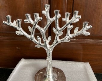 Tree Menorah, Antique Menorah Brass Candelabra, Royal Traditional Jewish Menorah