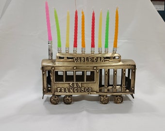 Toy Menorah Candle holder | Golden menorah | Jewish hanukkah menorah | child menorah | 9 branch