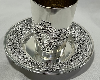 Silver Plated Cup and Tray set, Silver Coated cup plate