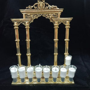 A solid 9 branch vintage Hanukkah menorah, Chanukah Menorah, Menorah candle stand
